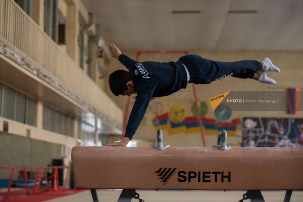 Մարմնամարզության աշխարհի երիտասարդական առաջնության կրկնակի չեմպիոն Համլետ Մանուկյանը մարզվելիս - Sputnik Արմենիա