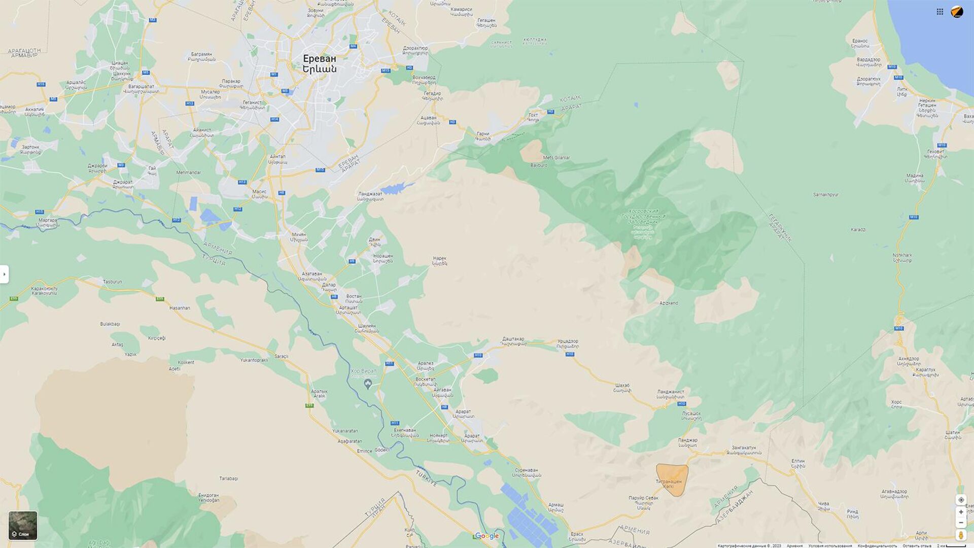 Участок дороги Ереван-Мегри и село Тигранашен - Sputnik Армения, 1920, 13.06.2023