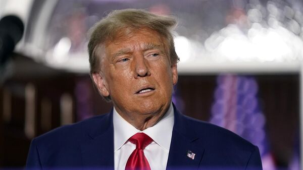 Бывший президент США Дональд Трамп выступает в Национальном гольф-клубе в Бедминстере (13 июня 2023). Бедминстер - Sputnik Արմենիա