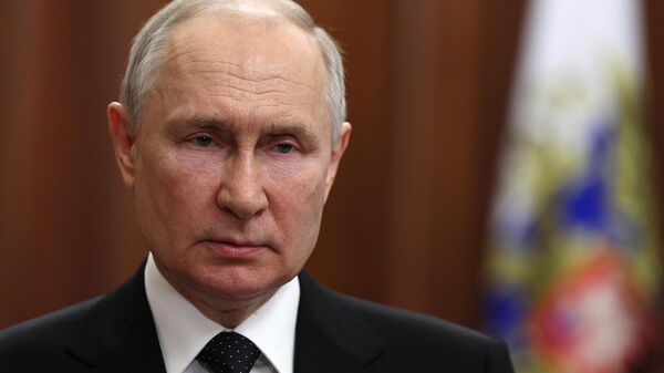 Президент России Владимир Путин во время экстренного обращения к народу (24 июня 2023). Москвa - Sputnik Армения