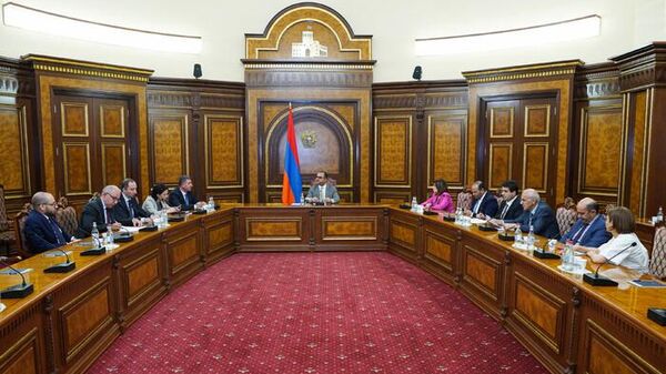 Под руководством вице-премьера Тиграна Хачатряна состоялось заседание рабочей группы по вопросу гуманитарного кризиса в Нагорном Карабахе (25 июля 2023). Еревaн - Sputnik Արմենիա