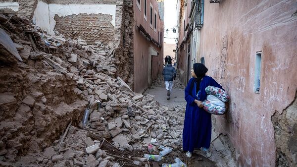 Обломки здания в поврежденном землетрясением старом городе в Марракеше (9 сентября 2023). Марокко - Sputnik Армения