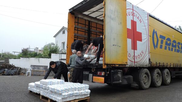 Гуманитарный груз от общероссийской общественной организации Российский красный крест в Нагорном Карабахе - Sputnik Армения