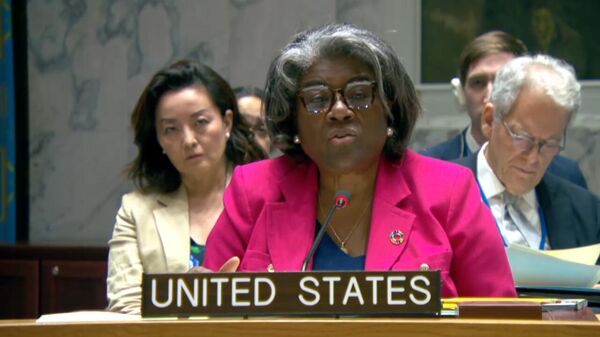 Постпред США при ООН Линда Томас-Гринфилд на заседании Совета Безопасности ООН по Нагорному Карабаху (21 сентября 2023). Нью-Йорк - Sputnik Армения