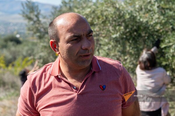 Вынужденный переселенец из села Неркин Оратаг Нагорного Карабаха Агван на оливковой ферме - Sputnik Армения