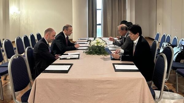 Արմեն Գրիգորյանի  հանդիպումը Ճապոնիայի վարչապետի ազգային անվտանգության հարցերով խորհրդական Ակիբա Տակեոյի հետ - Sputnik Արմենիա