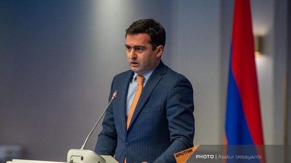 Вице-спикер Национального Собрания Акоп Аршакян на конференции Настоящее и будущее сферы энергетики Армении (28 ноября 2023). Еревaн - Sputnik Армения