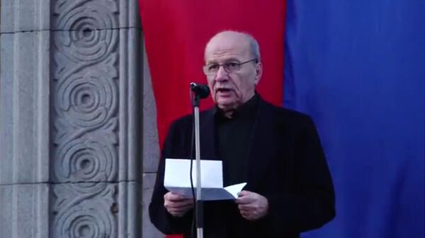 Бабкен Араркцян выступает на митинге (20 февраля 2018). Еревaн - Sputnik Армения