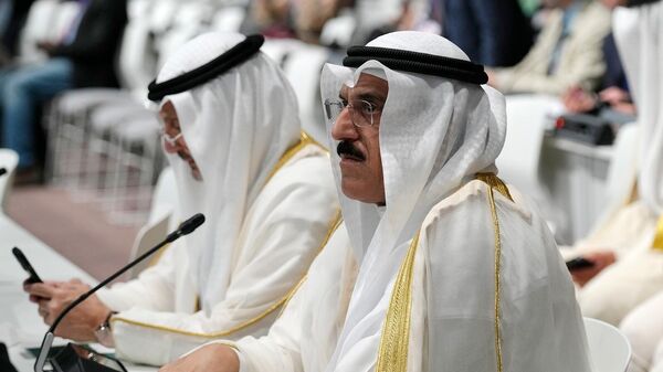 Наследный принц Кувейта шейх Мишаль аль-Ахмад аль-Джабер ас-Сабах на пленарном заседании климатического саммита ООН CAP-28 (1 декабря 2023). Дубай - Sputnik Армения