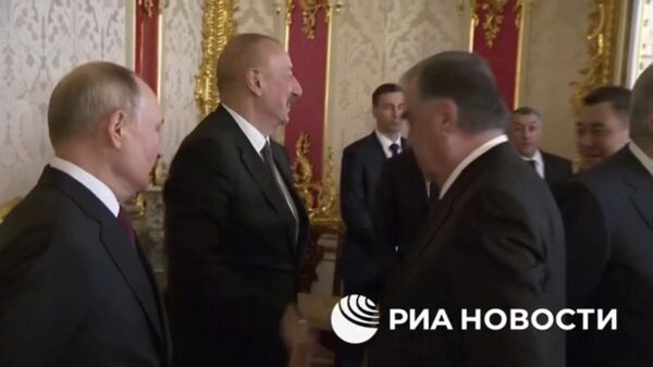 Пашинян и Алиев поприветствовали друг друга на неформальном саммите лидеров СНГ в Петербурге  - Sputnik Армения