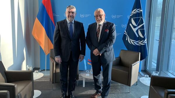 Посол РА в Нидерландах Виктор Биягов нанес визит вежливости в Международный уголовный суд (12 января 2024). Гаага  - Sputnik Армения