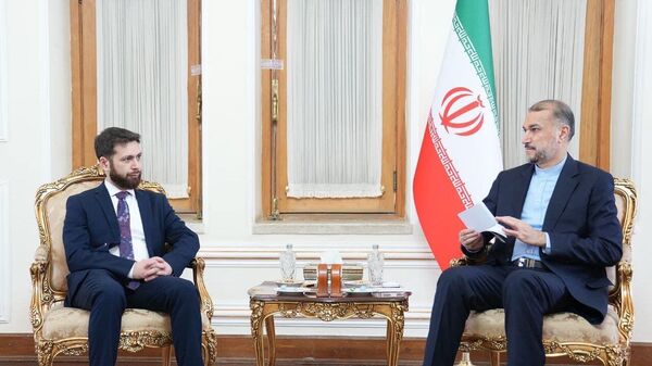 Замминистра иностранных дел Ваан Костанян на встрече с министром иностранных дел Ирана Хоссейном Амиром Абдоллахианом (9 марта 2024). Тегеран - Sputnik Армения