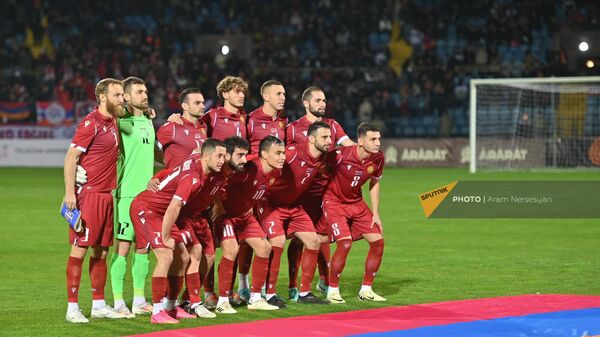 Сборная Армении перед товарищеским матчем между сборными Армении и Косово (22 марта 2024). Еревaн - Sputnik Армения
