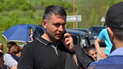 Сурен Петросян на второй день блокировки дороги Киранц-Воскепар (22 апреля 2024). Тавуш
