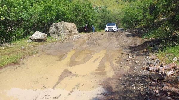 Селевой поток на дороге к Гндеванку (11 июня 2024). Вайоц Дзор - Sputnik Армения