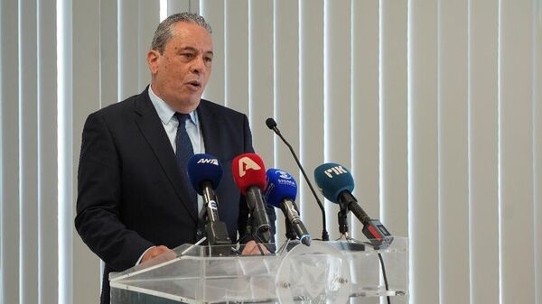 Министр обороны Кипра Василис Пальмас во время пресс-конференции (21 мая 2024). Никосия - Sputnik Армения