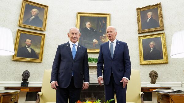 Встреча президента США Джо Байдена с премьер-министром Израиля Биньямином Нетаньяху в Овальном кабинете Белого дома (25 июля 2024). Вашингтон - Sputnik Армения