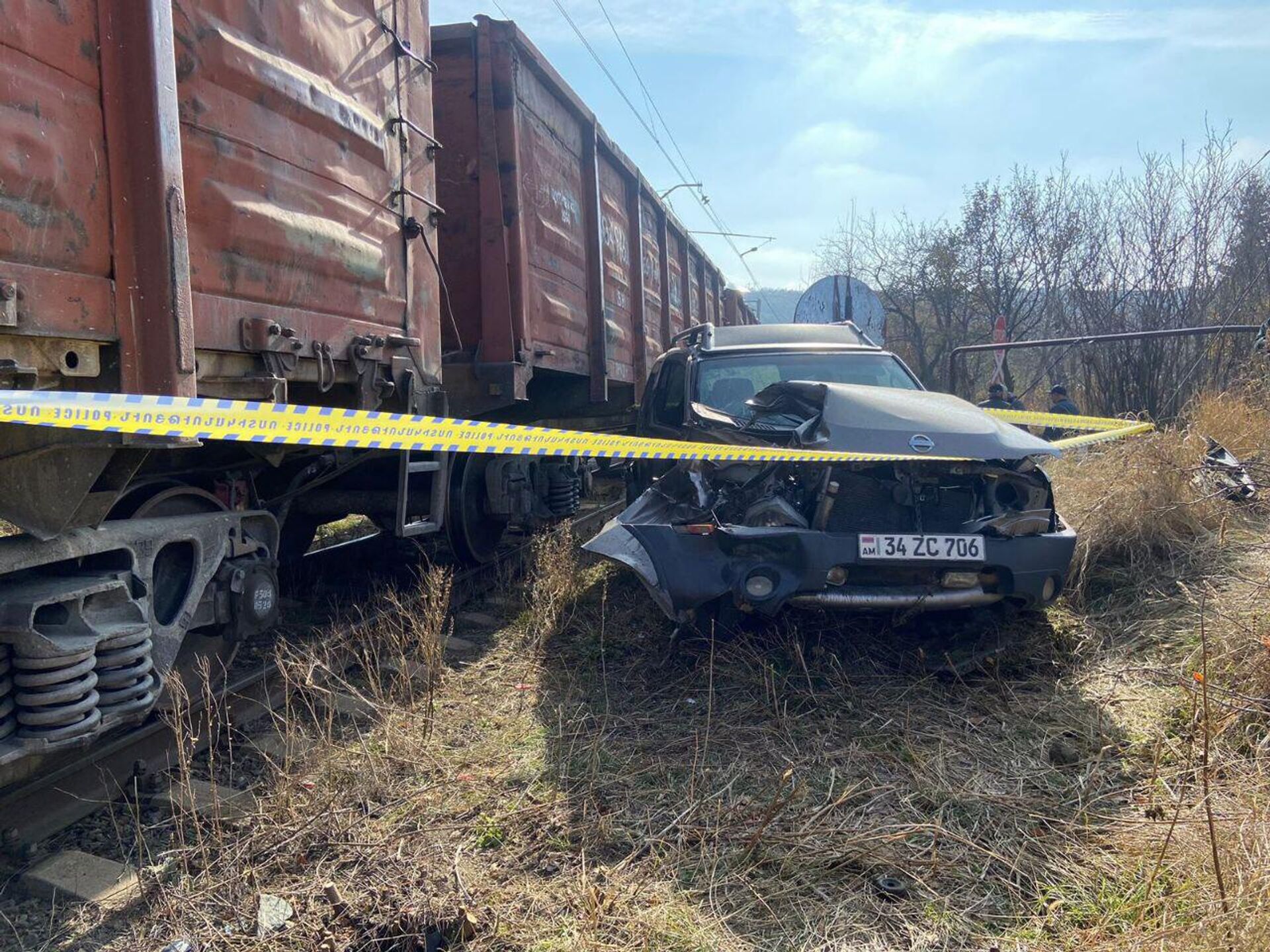 Дорожно-транспортное происшествие с участием грузового поезда и легкового автомобиля (14 ноября 2024). Котайк - Sputnik Արմենիա, 1920, 14.11.2024