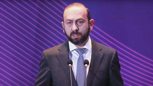 Глава МИД Арарат Мирзоян на 5-м Глобальном форуме против преступления геноцида (12 декабря 2024). Еревaн - Sputnik Армения