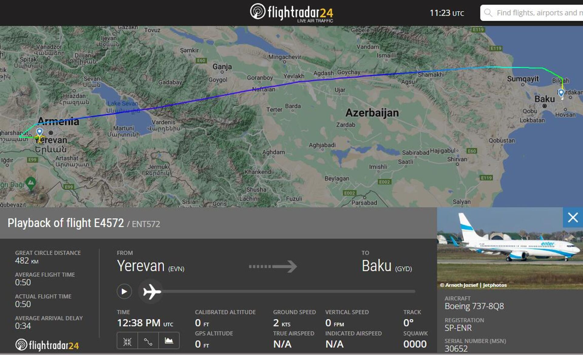 Маршрут полета лайнеров из Еревана в Баку - Sputnik Արմենիա, 1920, 29.12.2024