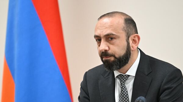 Министр иностранных дел Арарат Мирзоян во время пресс-конференции по итогам 2024 года (8 января 2025). Еревaн - Sputnik Армения