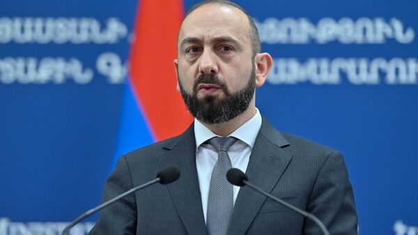 Главы МИД Армении и Грузии Арарат Мирзоян и Мака Бочоришвили на пресс-конференции по итогам встречи (30 января 2025). Еревaн - Sputnik Армения