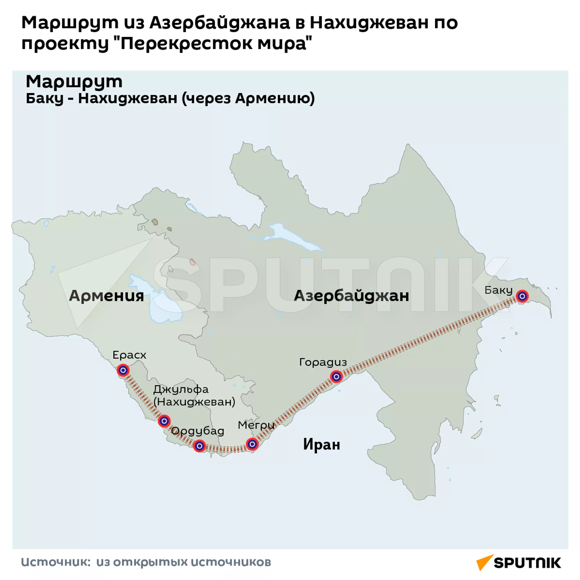 Маршрут из Азербайджана в Нахиджеван по проекту Перекресток мира - Sputnik Армения, 1920, 18.07.2025