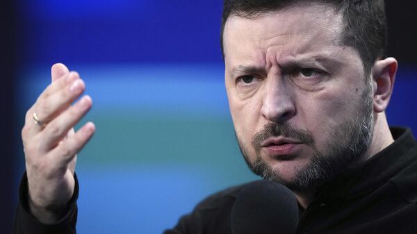 Президент Украины Владимир Зеленский выступает на пресс-конференции (23 февраля 2025). Киев - Sputnik Армения