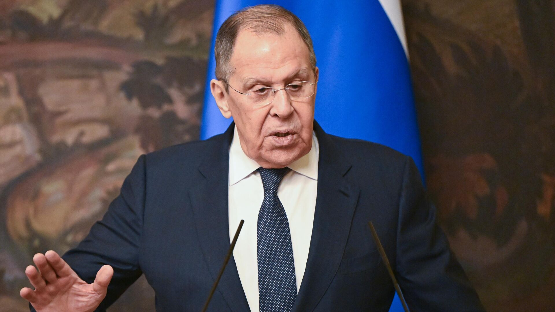 Министр иностранных дел РФ Сергей Лавров на пресс-конференции по итогам встречи с генеральным секретарем ОБСЕ Феридуном Синирлиоглу (11 марта 2025). Москва Министр иностранных дел РФ Сергей Лавров на пресс-конференции по итогам встречи с генеральным секретарем ОБСЕ Феридуном Синирлиоглу (11 марта 2025). Москва - Sputnik Армения, 1920, 25.03.2025