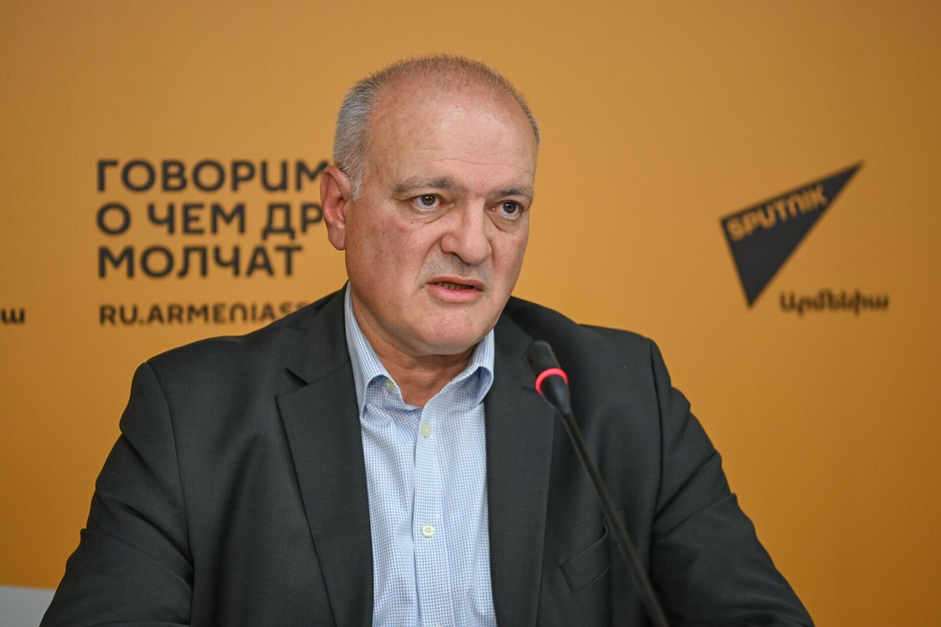 Политтехнолог Виген Акопян проводит пресс-конференцию на тему Что показали выборы в Гюмри (2 апреля 2025). Еревaн - Sputnik Արմենիա, 1920, 15.07.2025