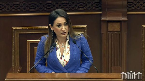 Депутат Арусяк Джулакян во время очередного заседания Национального собрания РА (17 апреля 2025). Еревaн - Sputnik Армения