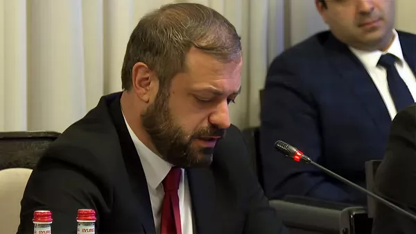 Министр экономики Геворг Папоян на очередном заседании правительства (23 апреля 2025). Еревaн - Sputnik Армения