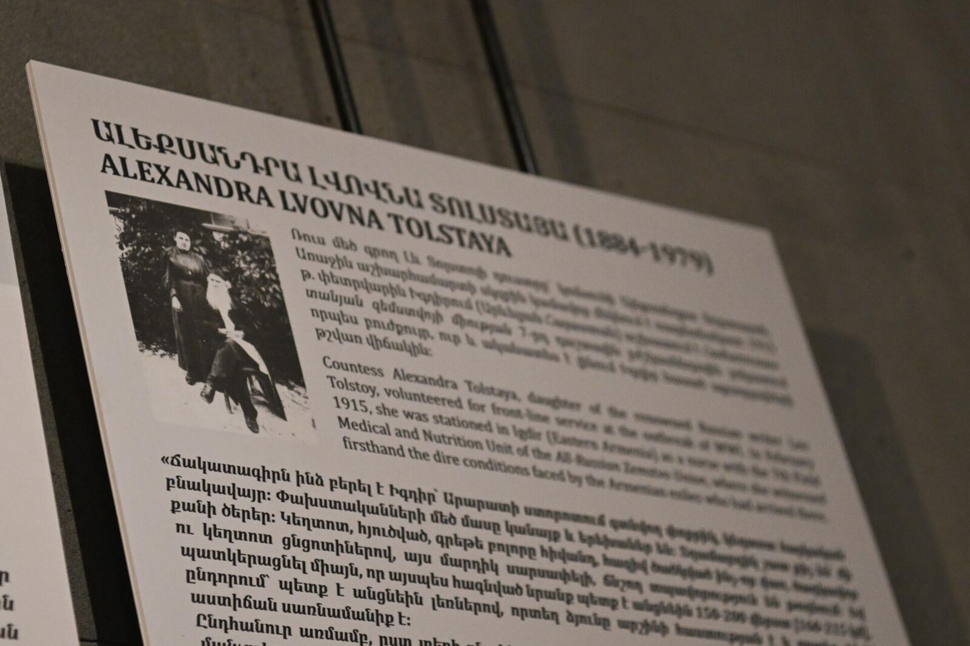 Запись дочери великого писателя Льва Толстого - графини Александры Толстой в экспозиции этого года в музее-институте Геноцида армян (23 апреля 2025). Еревaн - Sputnik Армения, 1920, 23.04.2025