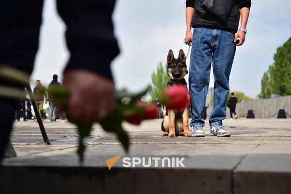 Мемориальный комплекс Цицернакаберд в 110 годовщину геноцида армян Мемориальный комплекс Цицернакаберд в 110 годовщину геноцида армян - Sputnik Армения
