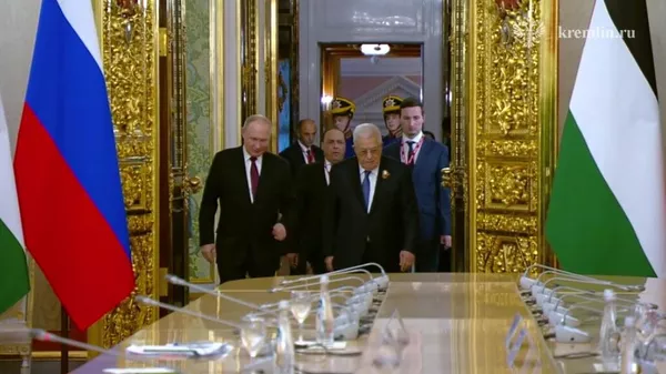 Переговоры президента РФ Владимира Путина с президентом Палестины Махмудом Аббасом в Москве - Sputnik Армения