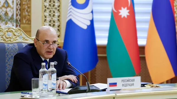 Председатель правительства РФ Михаил Мишустин на заседании Совета глав правительств СНГ (5 июня 2025). Душанбе - Sputnik Армения