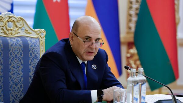 Председатель правительства РФ Михаил Мишустин на заседании Совета глав правительств СНГ (5 июня 2025). Душанбе - Sputnik Армения