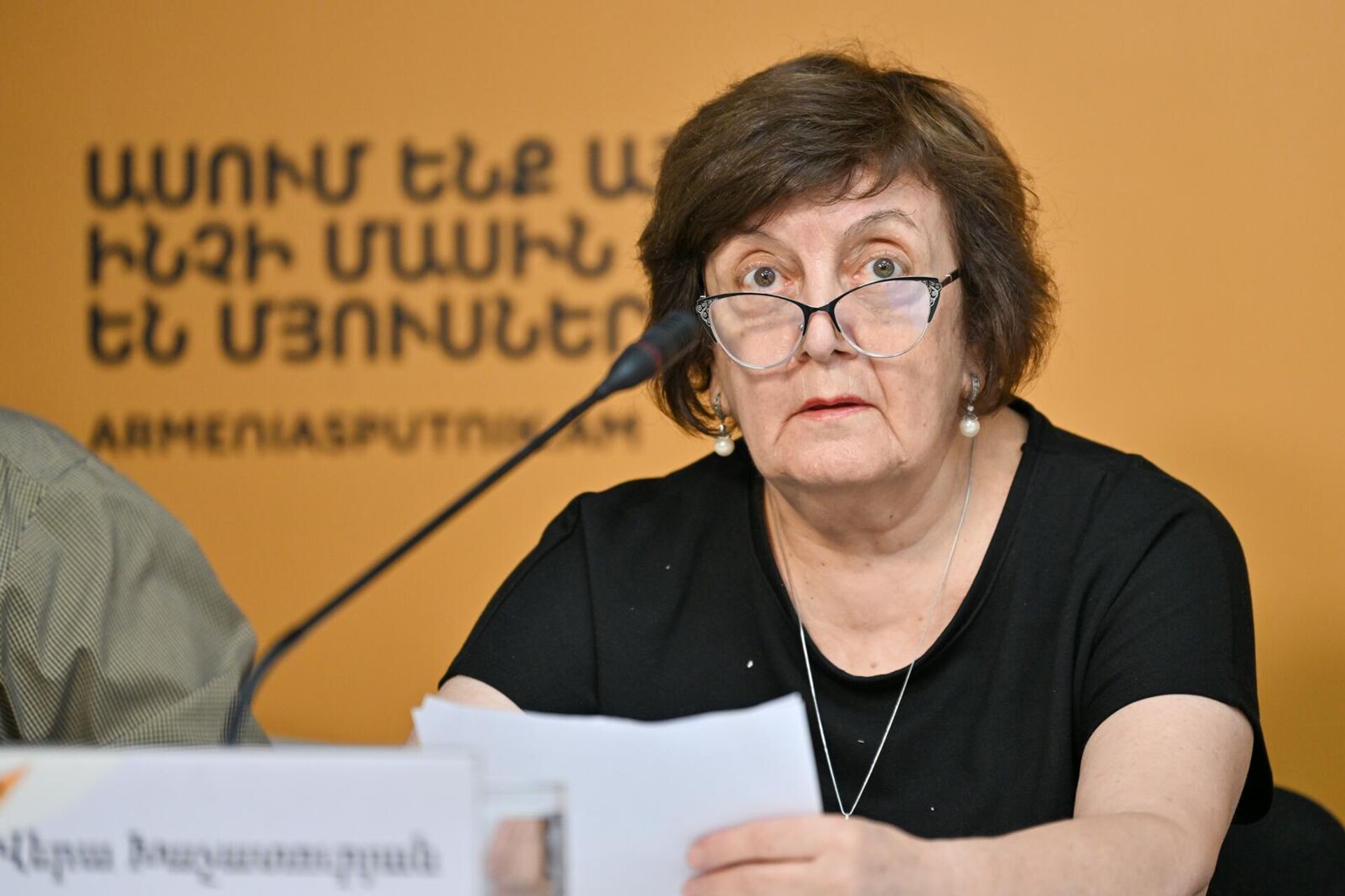 Член Экспертного совета Международной премии Евразия Вера Хачатурян во время видеомоста Еревaн - Душaнбе - Бишкeк посвященный Премии (7 августа 2025). Еревaн - Sputnik Արմենիա, 1920, 07.08.2025