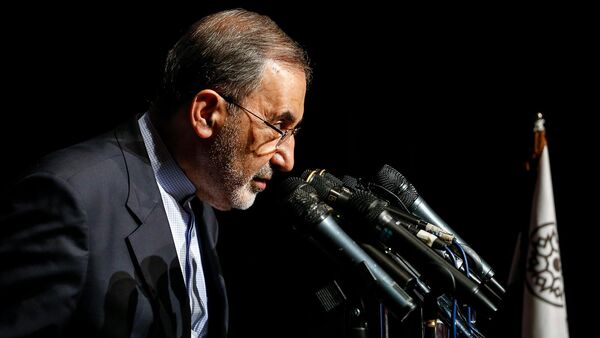 Старший советник Верховного лидера Ирана по международным делам Али Акбар Велаяти выступает на Глобальном семинаре союзов авторов и издателей (14 ноября 2018). Тегеран - Sputnik Армения