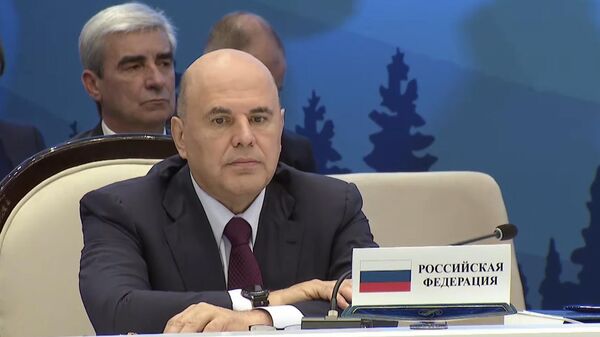 Премьер-министр РФ Михаил Мишустин на заседании межправсовета ЕАЭС (15 августа 2025). Чолпон-Ата - Sputnik Армения