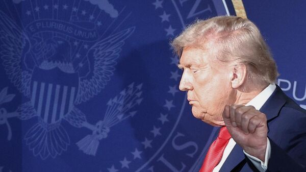 Президент США Дональд Трамп после совместной с президентом РФ пресс-конференции по итогам переговоров (15 августа 2025). Аляска - Sputnik Армения