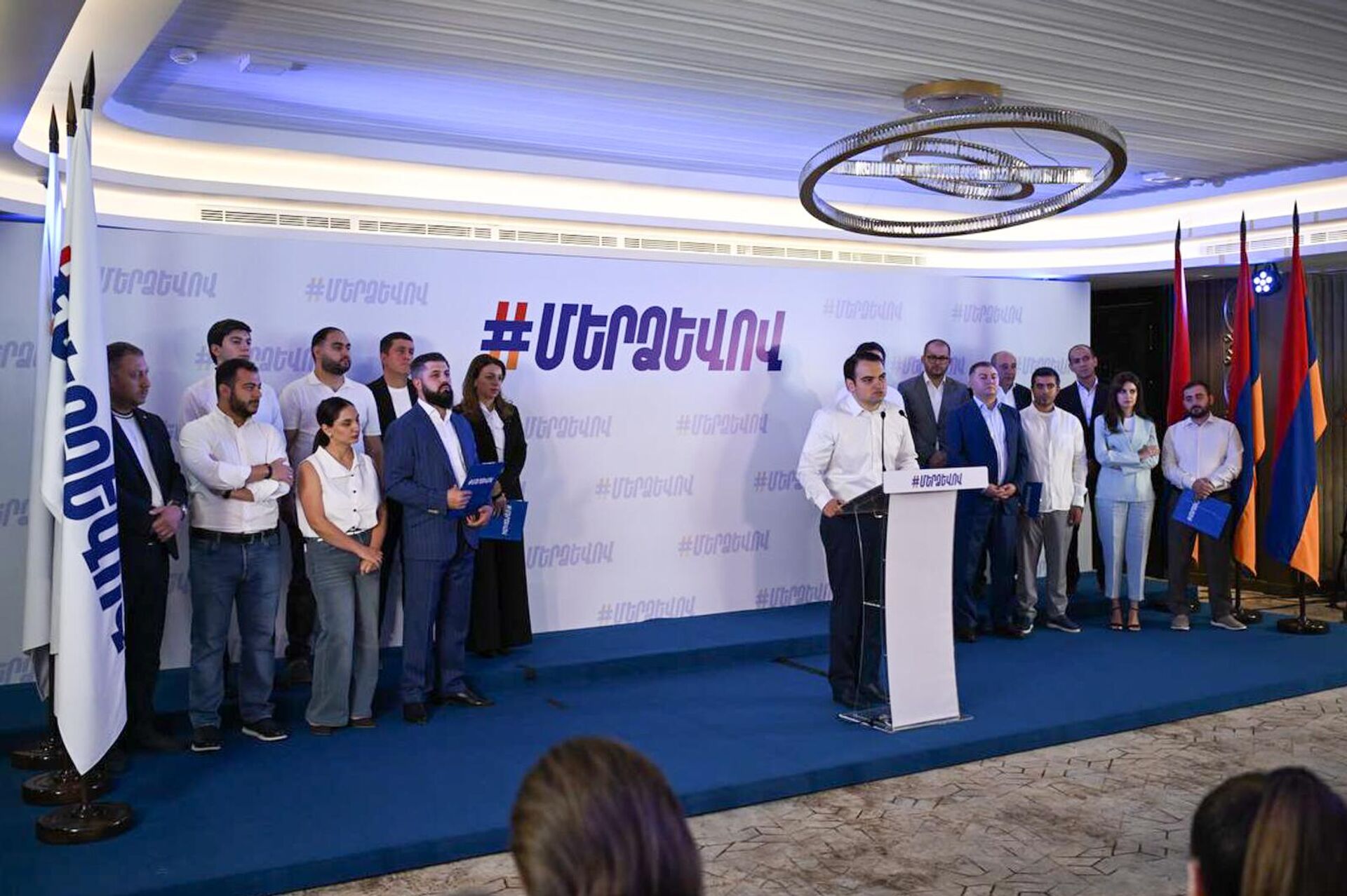 Нарек Карапетян во время презентации народного движения По-нашему, основанного по инициативе мецената и предпринимателя Самвела Карапетяна (29 августа 2025). Еревaн - Sputnik Армения, 1920, 29.08.2025