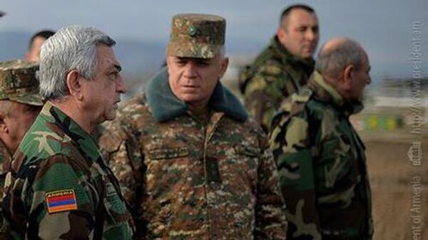 Սերժ Սարգսյանը, Լևոն Մնացականյանը և Բակո Սահակյանը Արցախում. 2016թ - Sputnik Արմենիա