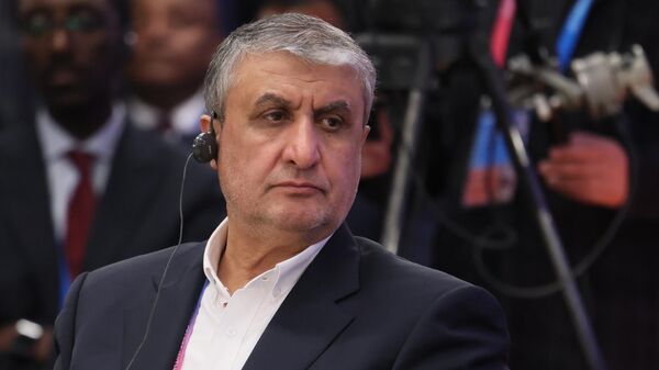 Заместитель президента Ирана, глава Организации по атомной энергии Ирана Мохаммад Эслами на Глобальном атомном форуме в рамках Мировой атомной недели на ВДНХ (25 сентября 2025). Москвa - Sputnik Армения