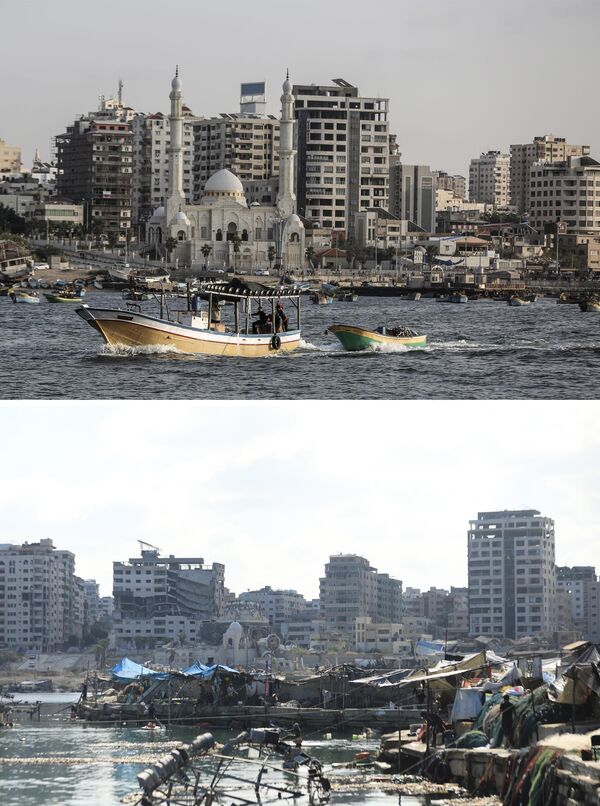 Al Hassaina մզկիթի լուսանկարներըԻսրայելականհարձակումներից առաջ և հետո արված լուսանկարների կոլաժ - Sputnik Արմենիա