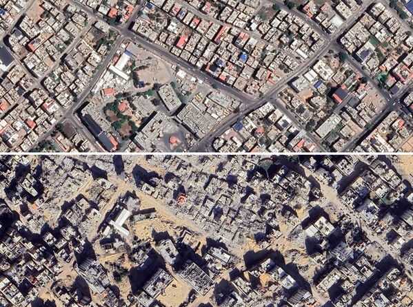 Գազայի Al Shifa հիվանդանոցի տարածքի արբանյակային լուսանկարները2023 թվականի հուլիսին և 2024 թվականի դեկտեմբերին արված լուսանկարների կոլաժ - Sputnik Արմենիա