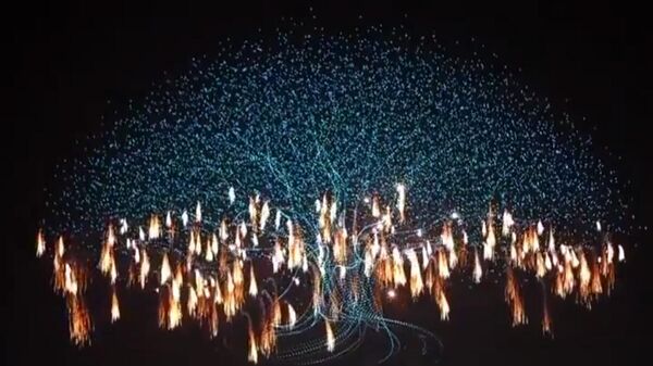 В китайском Люяне 15 947 дронов осветили ночь синхронным воздушным шоу, создавая огромные трехмерные фигуры и анимацию - Sputnik Արմենիա