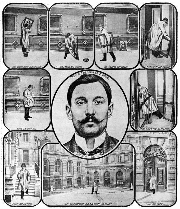 Արվեստի գործերի գողության ամենահայտնի դեպքը տեղի է ունեցել 1911 թվականի օգոստոսի 21-ին, երբ «Մոնա Լիզա» կտավը։ Լուվրից գողացել է Վինչենցո Պերուջա անունով աշխատակիցը։ Նրան բռնել են երկու տարի անց։ Պերուջան, մտնելով թանգարան և տեսնելով, որ «Մոնա Լիզայի» ցուցասրահում ո՛չ պահակ կա, ո՛չ այցելու, նկարը հանել է շրջանակից, դրել թևիտակ և դուրս եկել Լուվրից։ - Sputnik Արմենիա