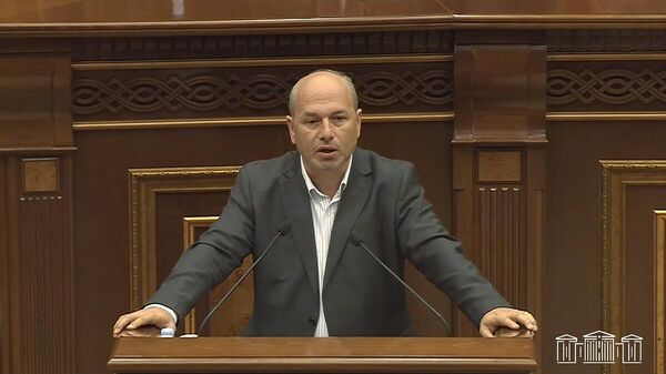 Депутат Гегам Назарян во время очередного заседания НС (24 октября 2025). Еревaн - Sputnik Армения