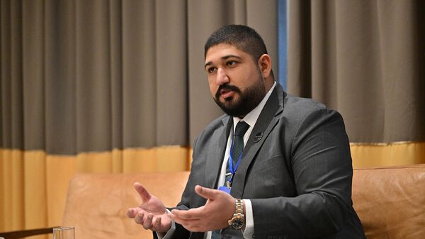 Старший исследователь и заместитель руководителя исследовательского сектора в Trends Research and Advisory Абдулазиз Альшеххи на полях ежегодного международного мероприятия Форум Орбели: построение мира и многостороннего сотрудничества (4 ноября 2025). Еревaн - Sputnik Армения